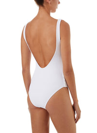antibes white pique overtheshoulder popper onepiece swimsuit 2019 B