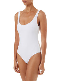 antibes white pique overtheshoulder popper onepiece swimsuit 2019 F