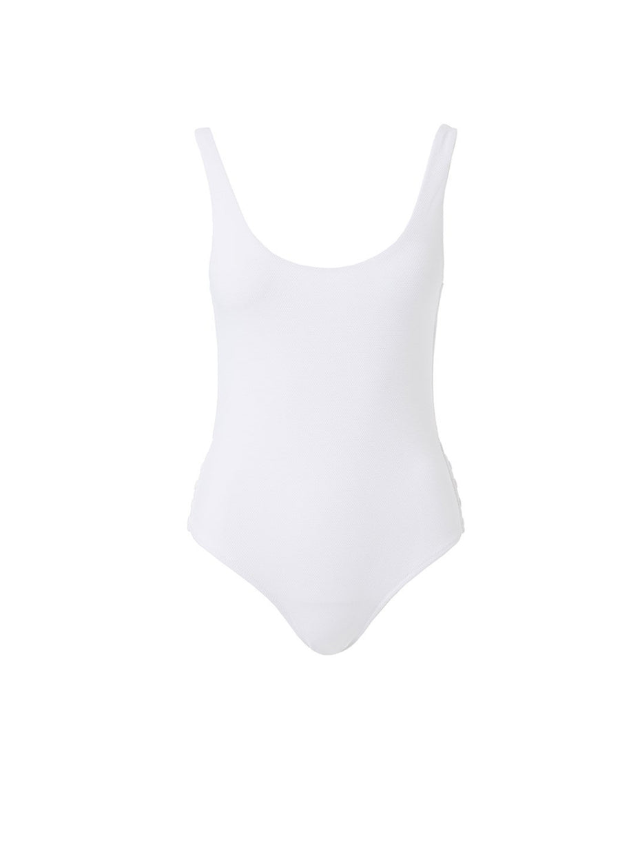antibes white pique overtheshoulder popper onepiece swimsuit 2019