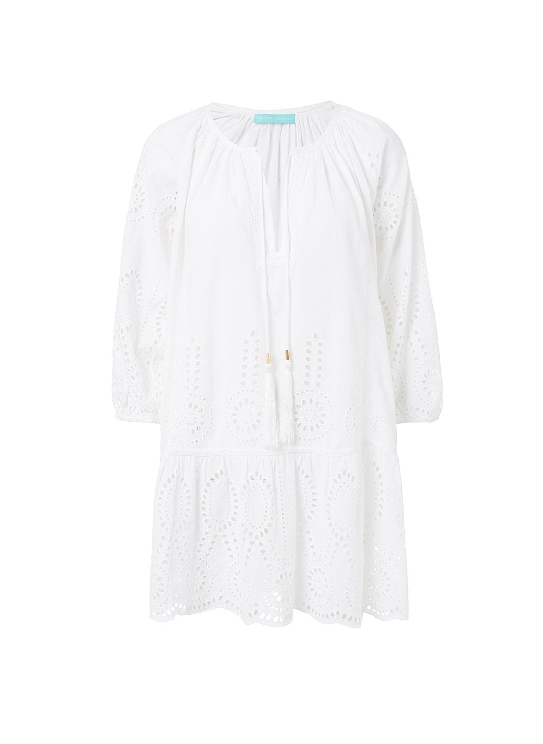 ashley white embroidered 34sleeve short coverup 2019