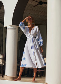 audrey white celeste long kaftan 