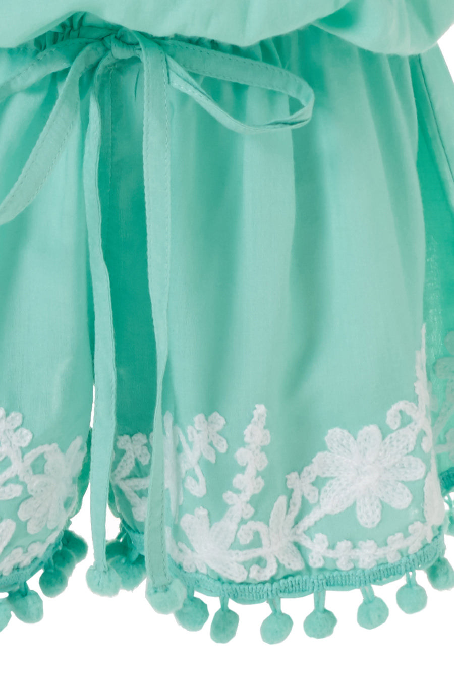 Baby Eisha Mint/White Embroidered Romper - FINAL SALE