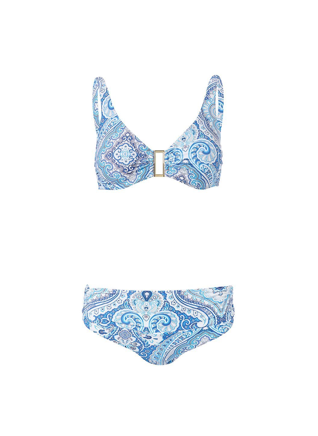 bel air blue paisley supportive over the shoulder bikini Cutout