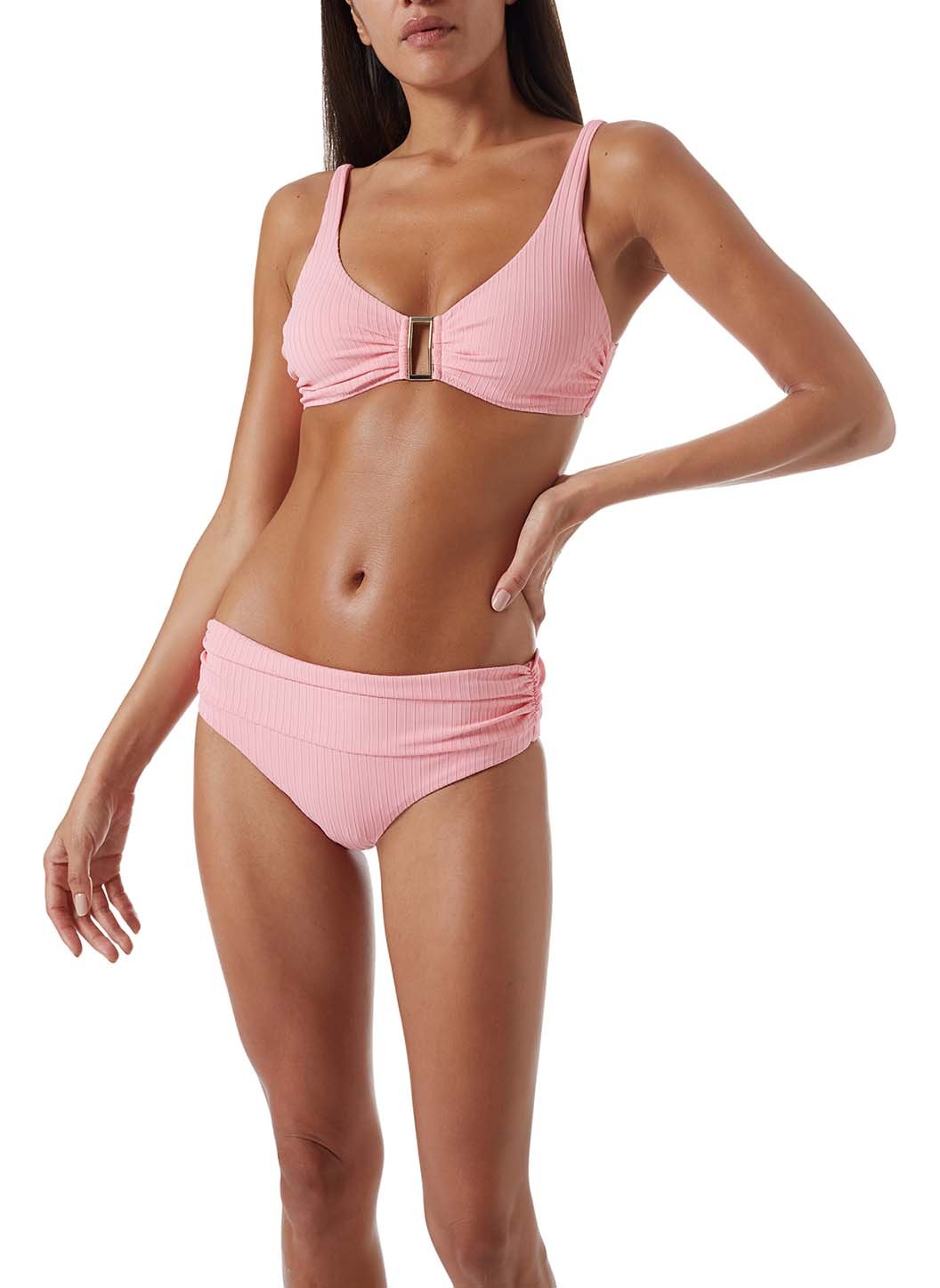 bel air blush ribbed supportive over the shoulder bikini model_P
