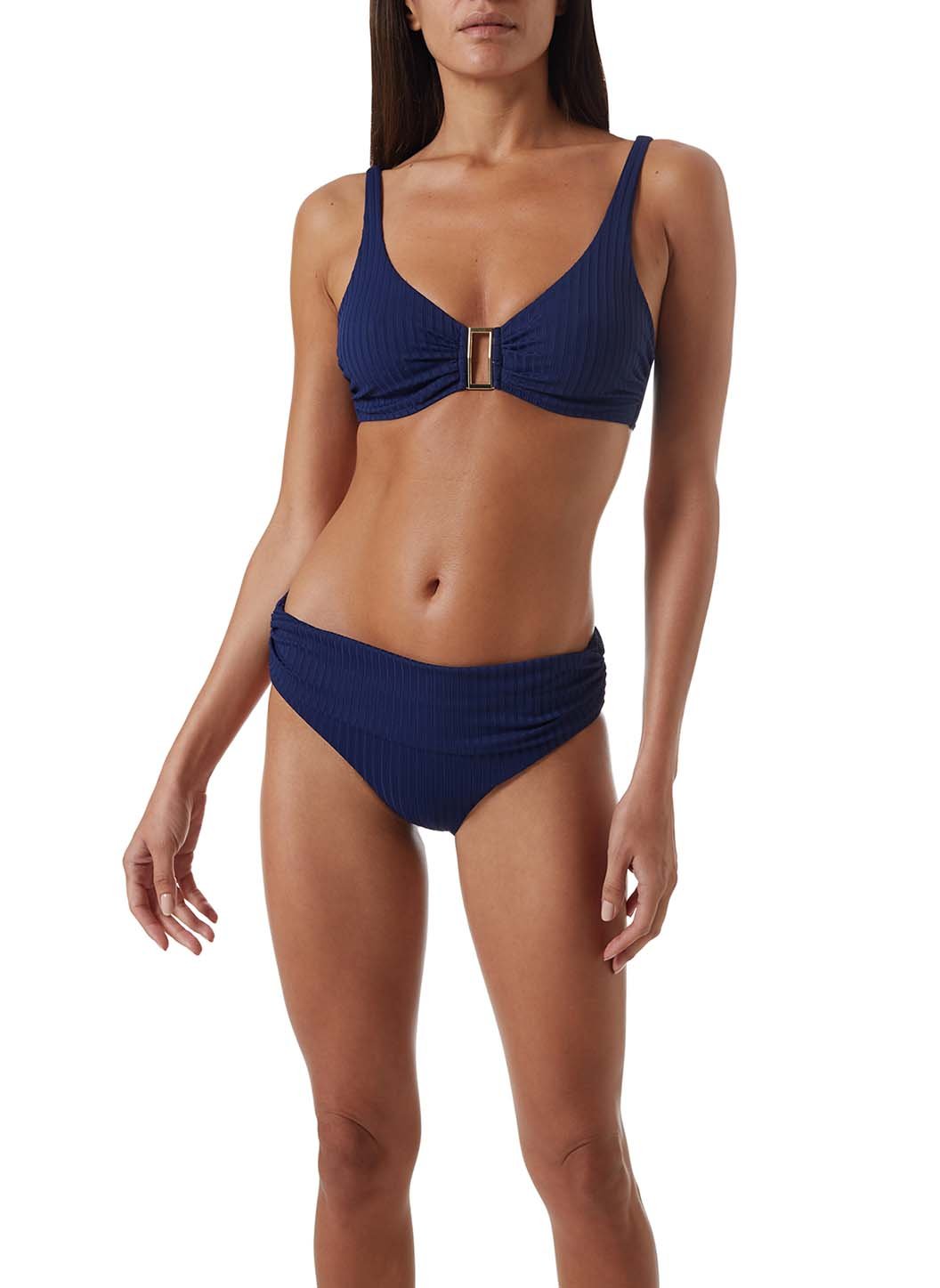 bel air navy ribbed supportive over the shoulder bikini model_P
