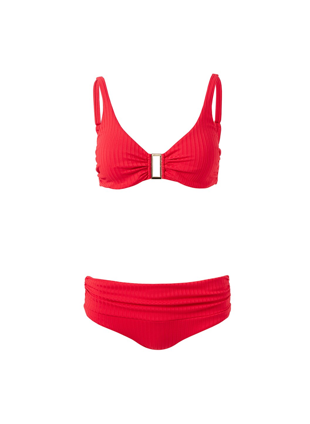 bel air red ribbed supportive over the shoulder bikini Cutout