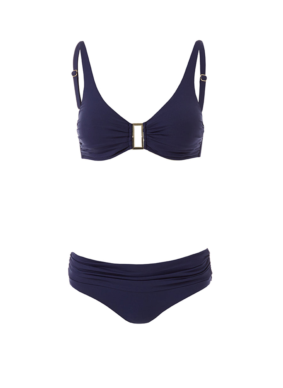 Belair Navy Over The Shoulder Supportive Bikini - FINAL SALE