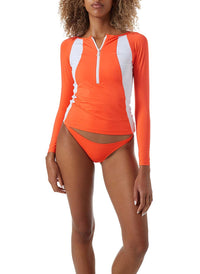 bondi orange eco long sleeve bikini model_P