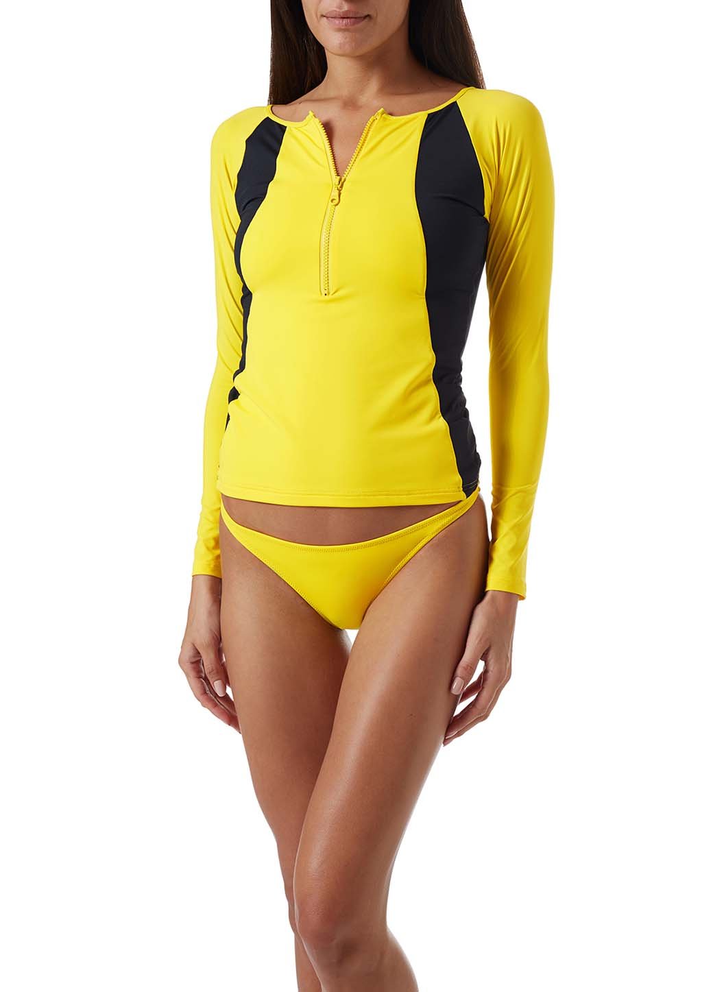 bondi yellow eco long sleeve bikini model_F