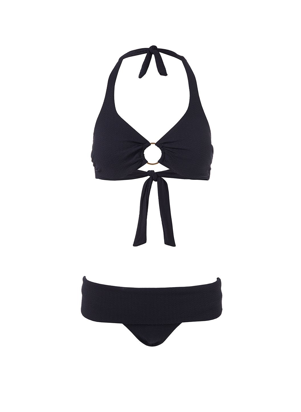 brussels black mazy ring supportive halterneck bikini Cutout