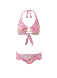 brussels blush paisley ring supportive halterneck bikini Cutout