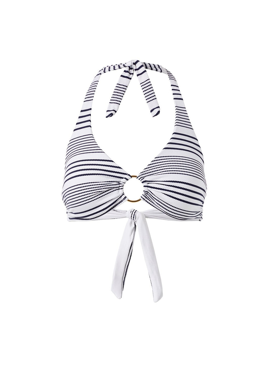 Brussels Nautical Pique Stripe Bikini Top
