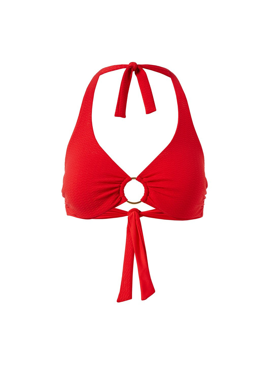 brussels-red-mazy-supportive-halterneck-bikini-top