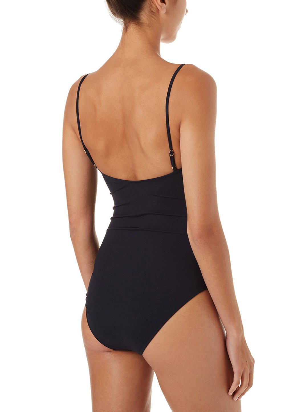 Calabasas Black Ribbed Over The Shoulder One Piece Swimsuit Official US Site