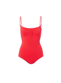 calabasas red pique overtheshoulder onepiece swimsuit 2019