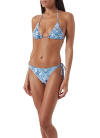 cancun blue paisley classic triangle bikini model_F