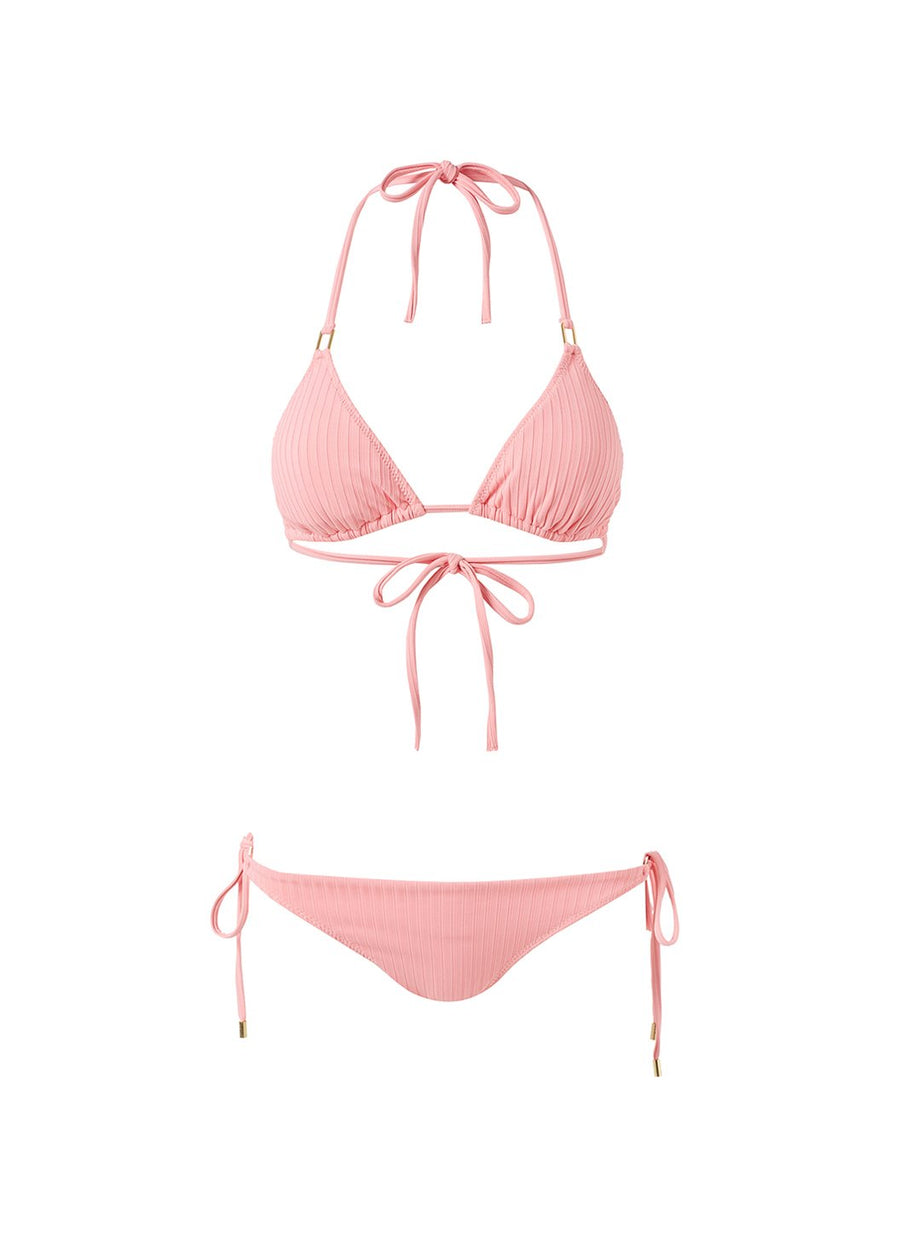 cancun blush ribbed classic triangle bikini Cutout