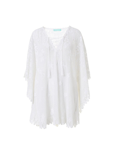 送料関税込★Melissa Odabash★キティ コットン＆リネン ドレス cindy-kaftan-white-lace-
