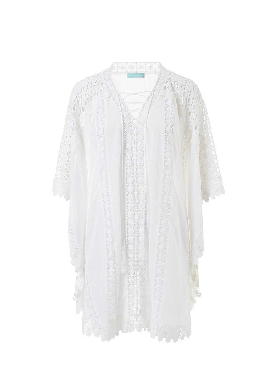 cindy white lace embroidered vneck short kaftan 2019