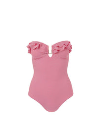 corfu red gingham bandeau utrim frill onepiece bikini 2019