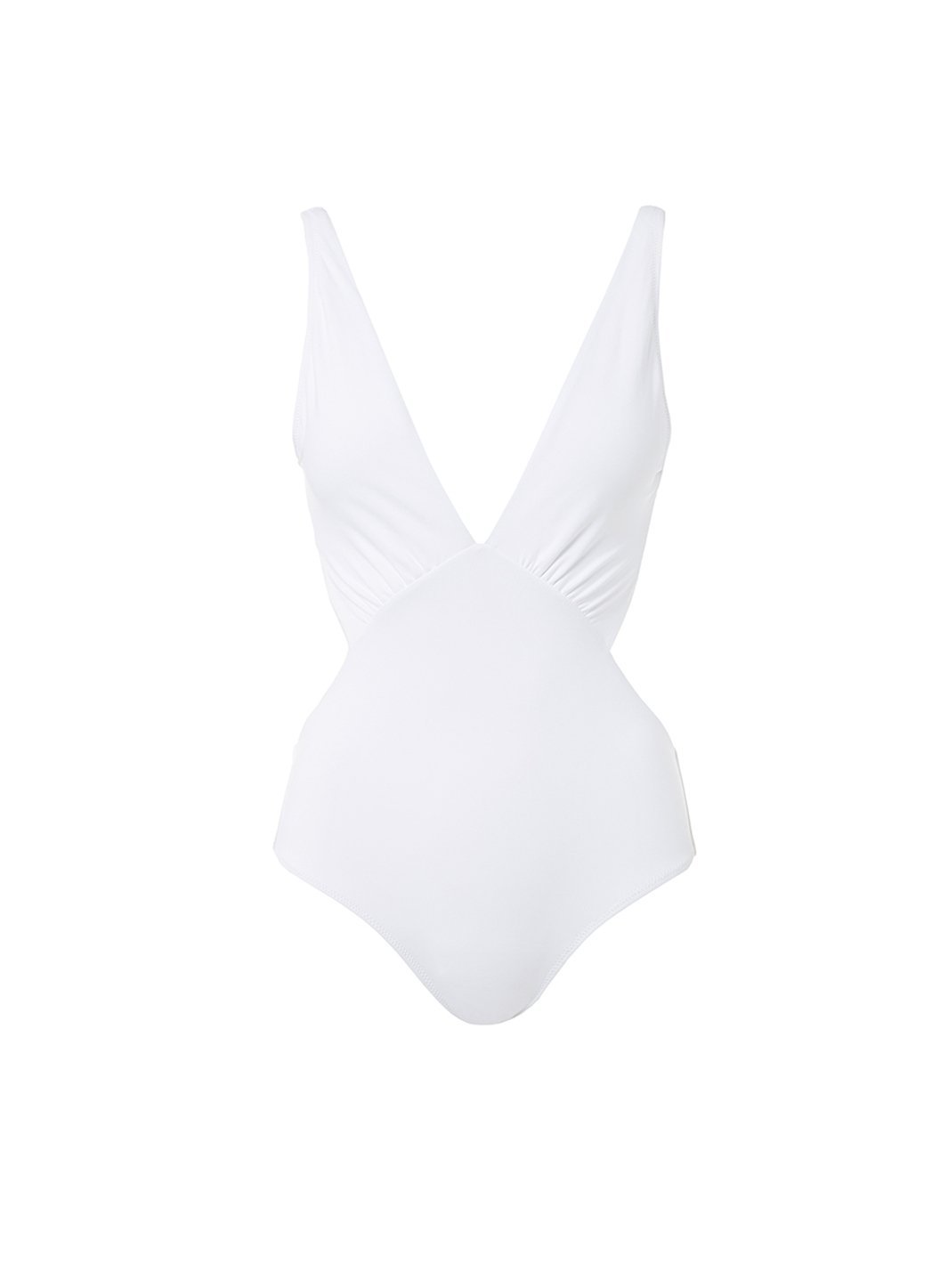 Delmar White Over The Shoulder V-Neck Cut Out One Piece Swimsuit