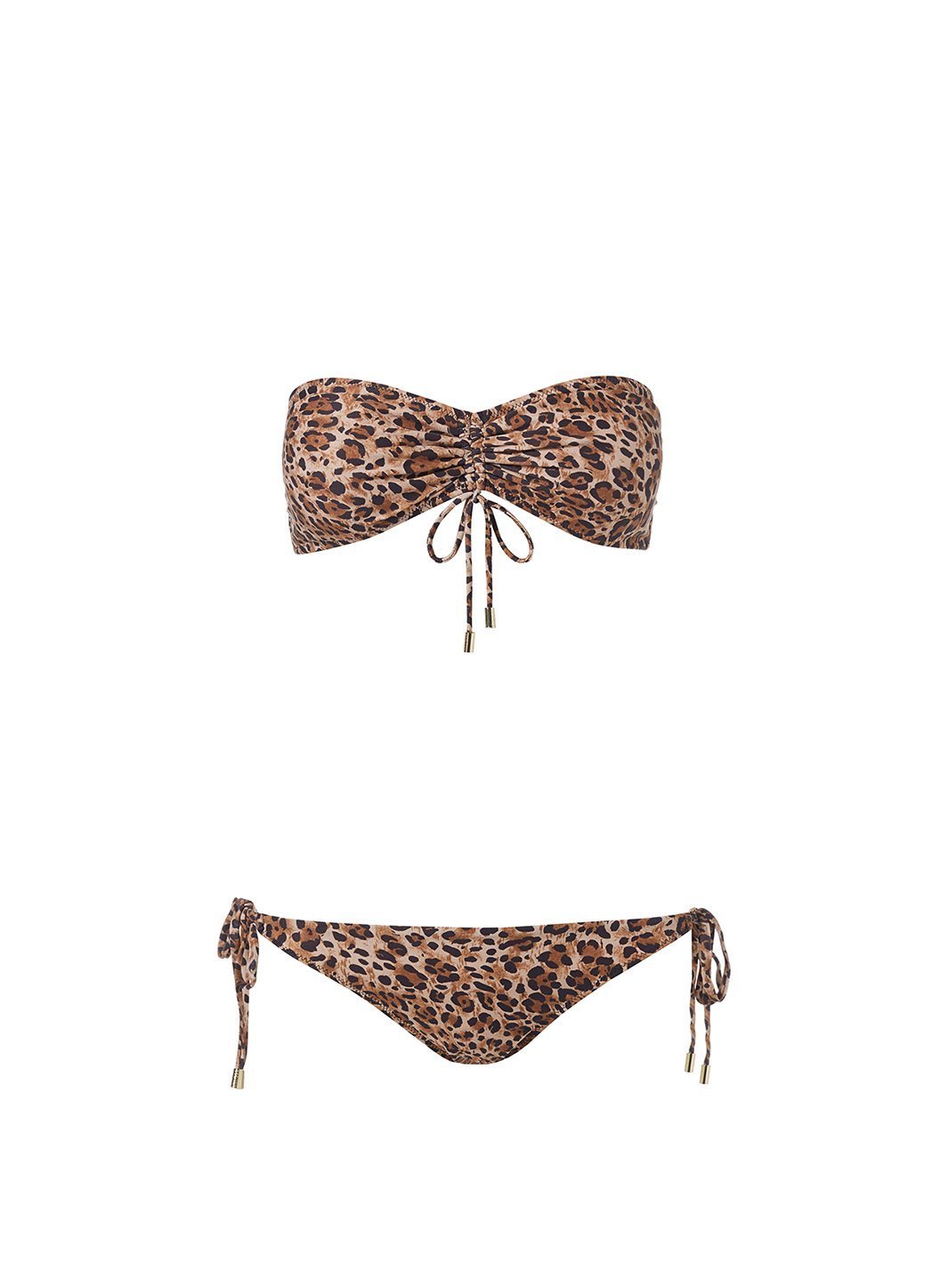 florence cheetah print adjustable ruched bandeau bikini Cutout