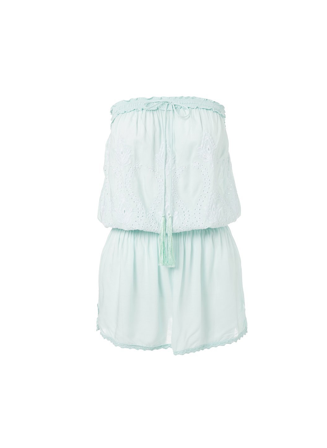 fruley mint bandeau embroidered short beach dress 2019