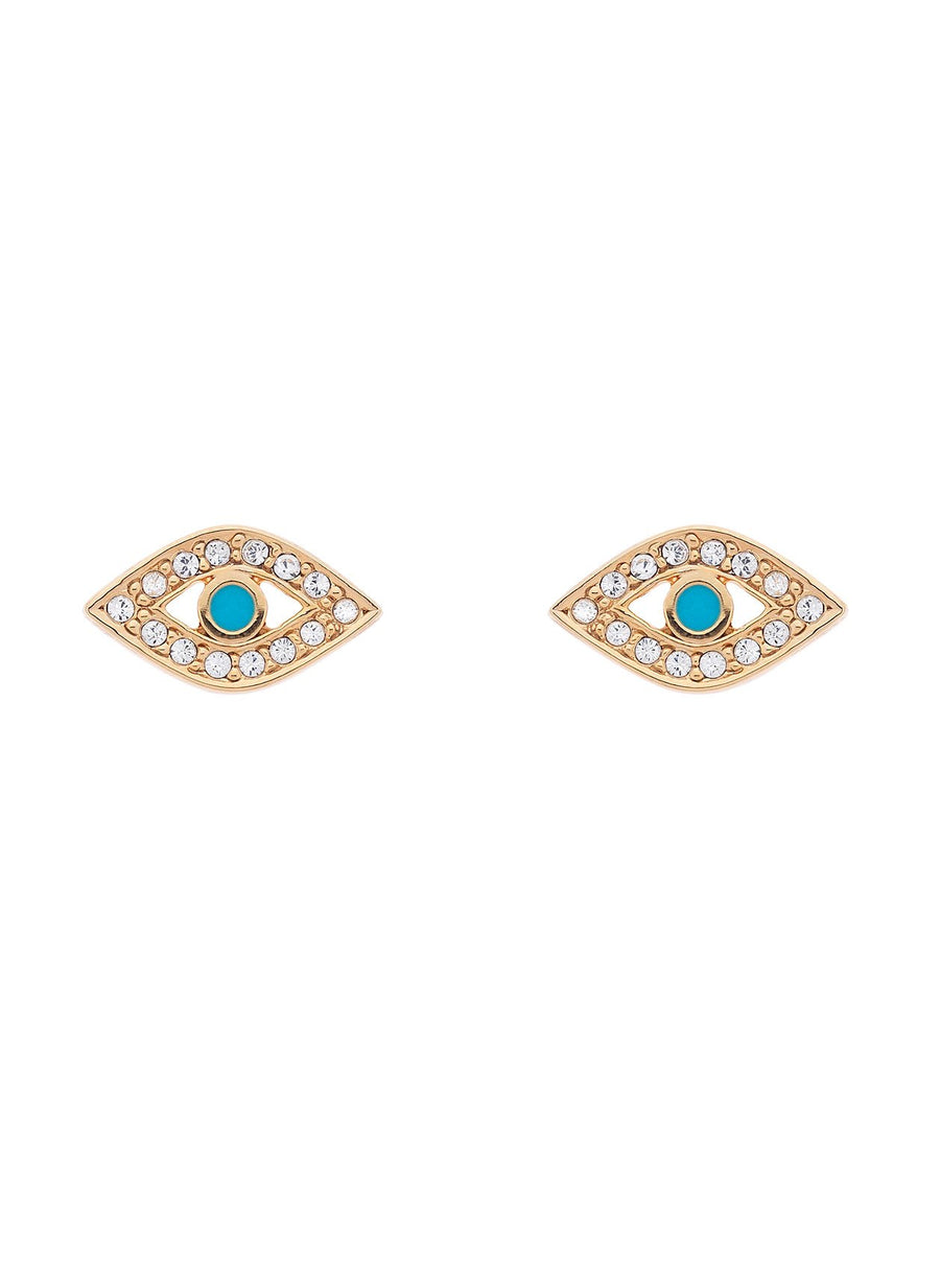 Gold Swarovski Eye Earrings