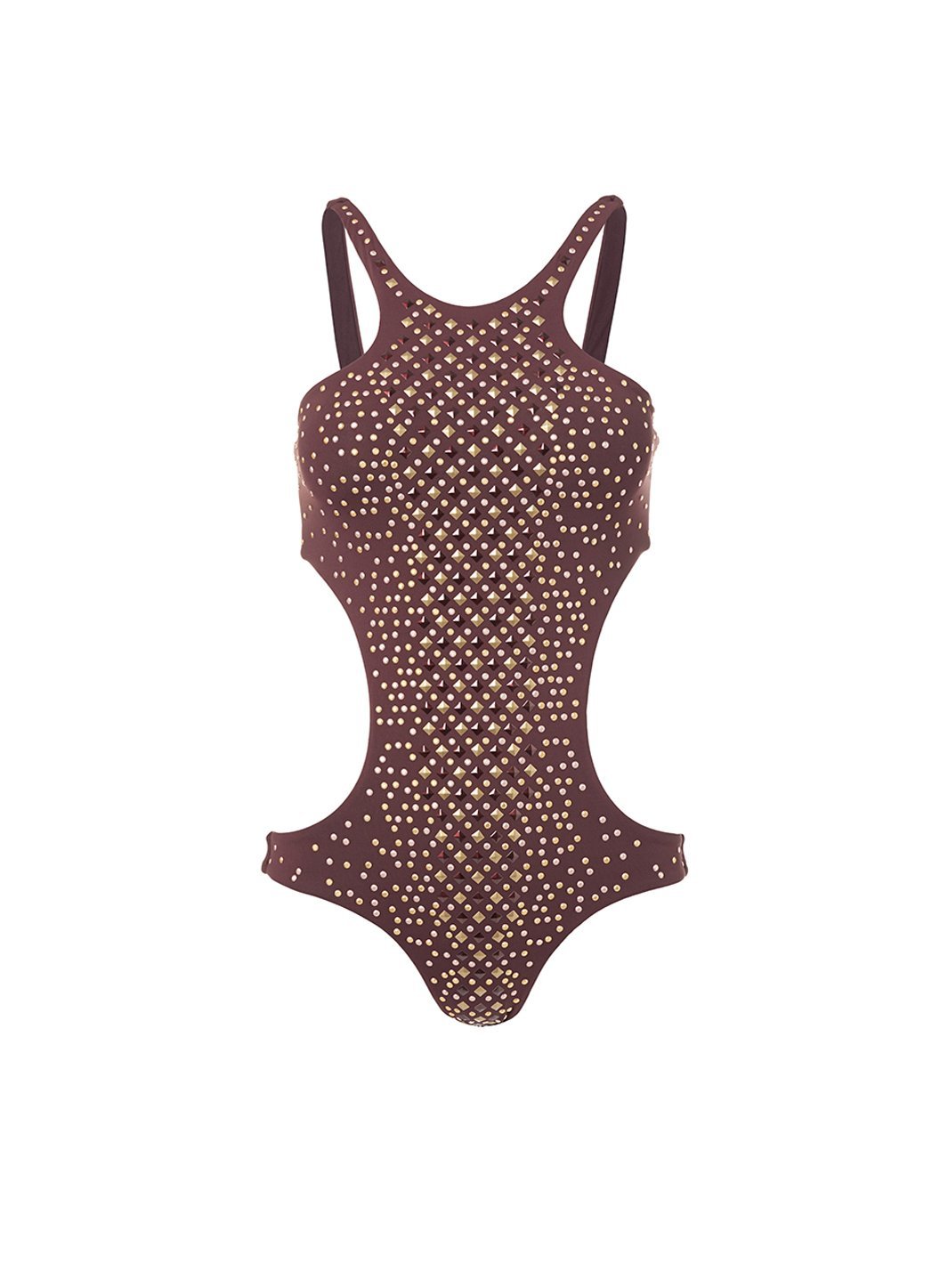 hollywood walnut studded cutout onepiece swimsuit 2019