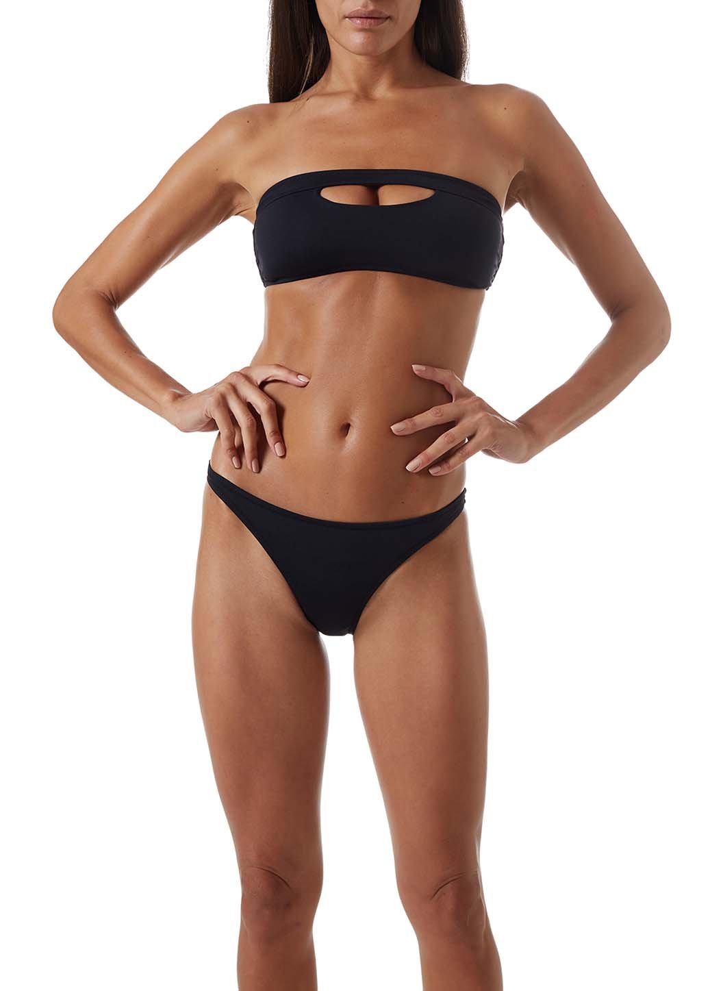 black bandeau bathing suit