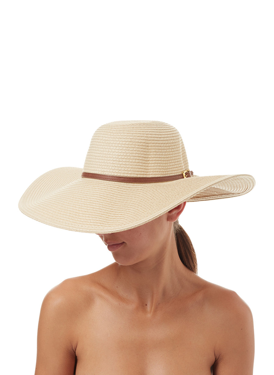 Jemima Wide Brim Beach Hat Cream