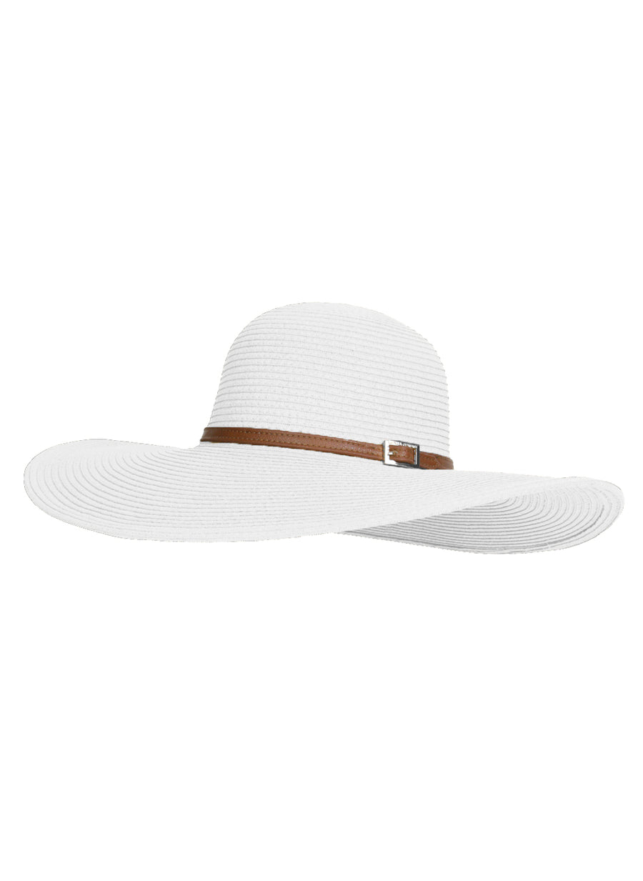 Jemima Wide Brim Beach Hat White