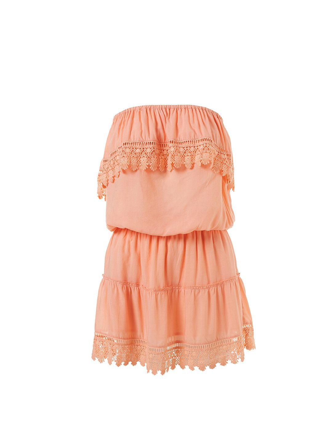 Joy Mango Orange Bandeau Embroidered Frill Short Beach Dress | Melissa  Odabash