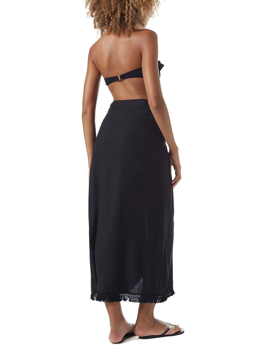 lily black tassel wrap skirt model_B