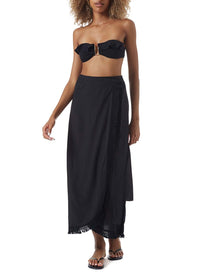 lily black tassel wrap skirt model_F
