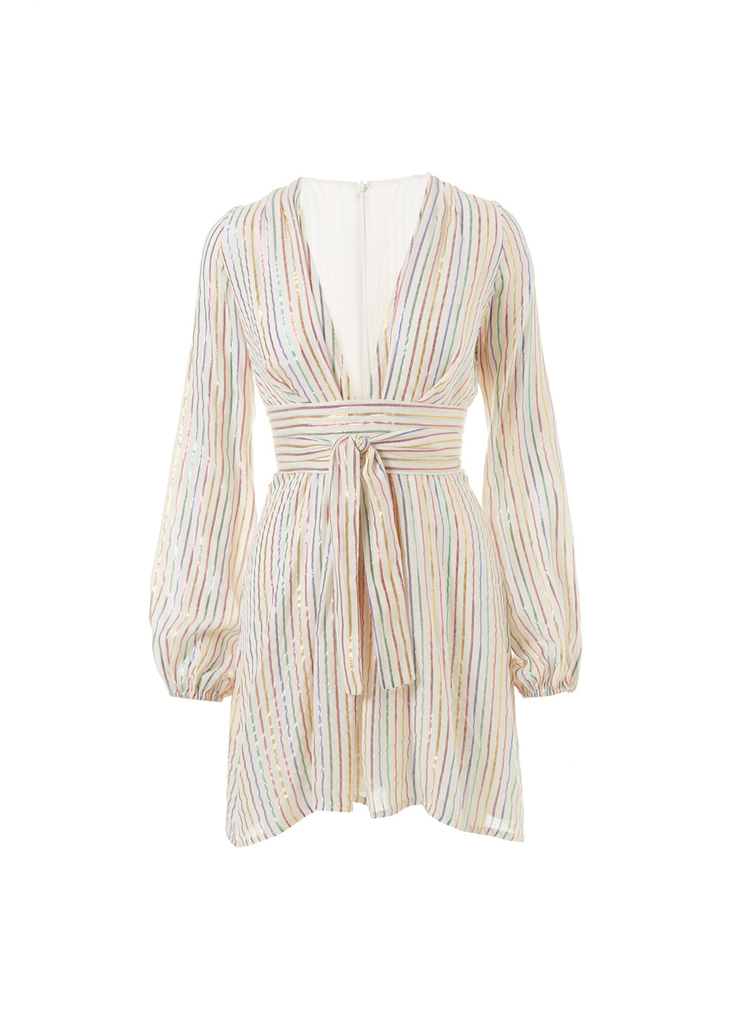 Look 1 Blouson Sleeve Mini Dress Multi Stripe - FINAL SALE