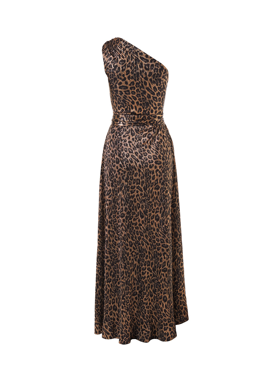 Look 2 One Shoulder Draped Maxi Dress Leopard - FINAL SALE