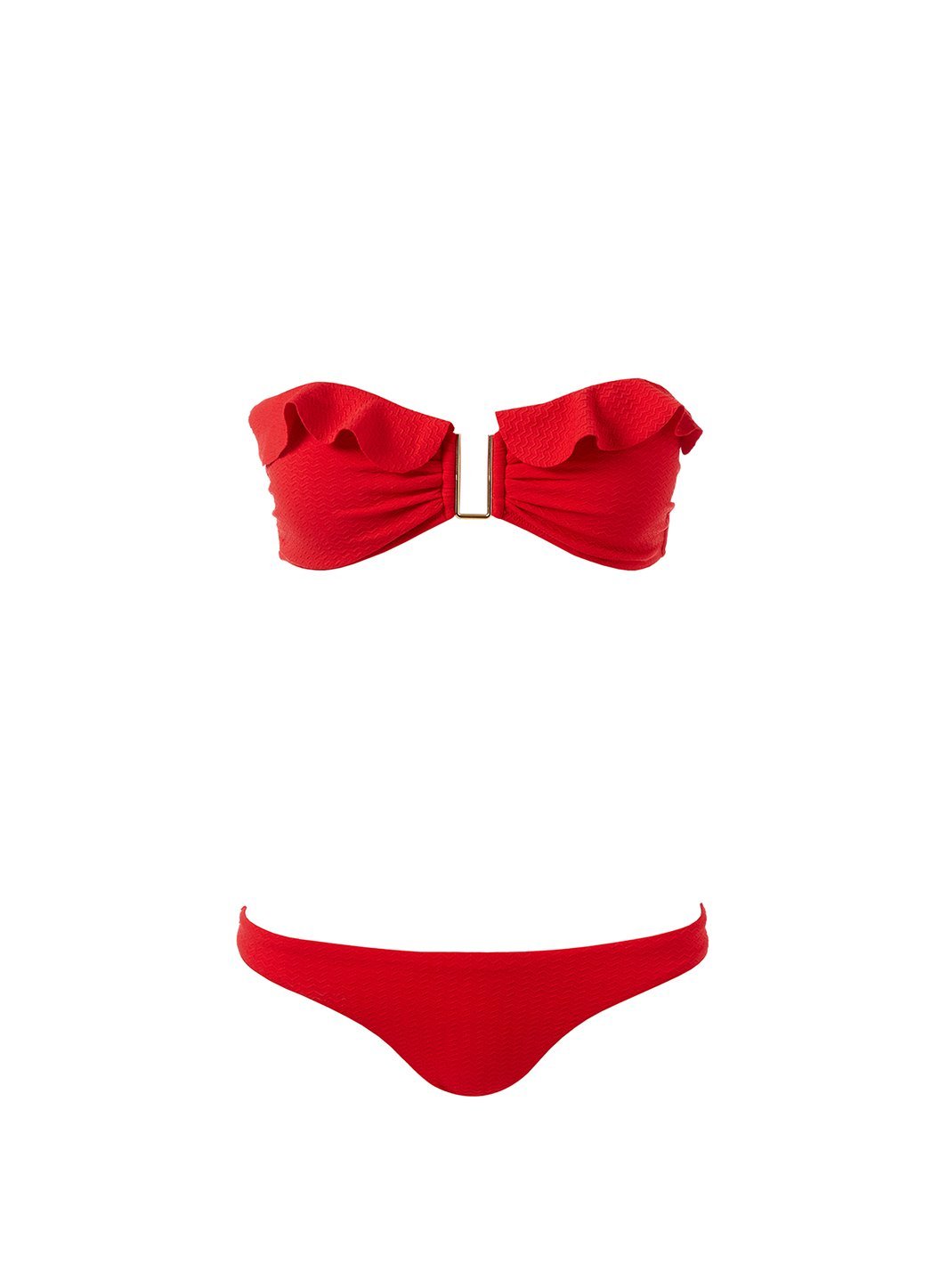 maine red mazy frill u trim bandeau bikini Cutout
