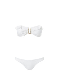maine white mazy frill u trim bandeau bikini Cutout