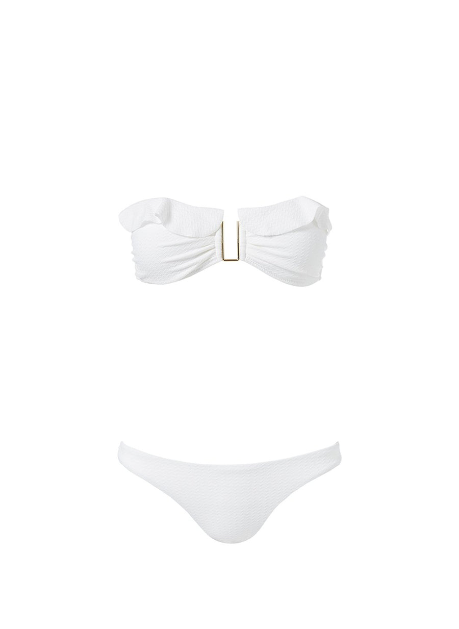 maine white mazy frill u trim bandeau bikini Cutout