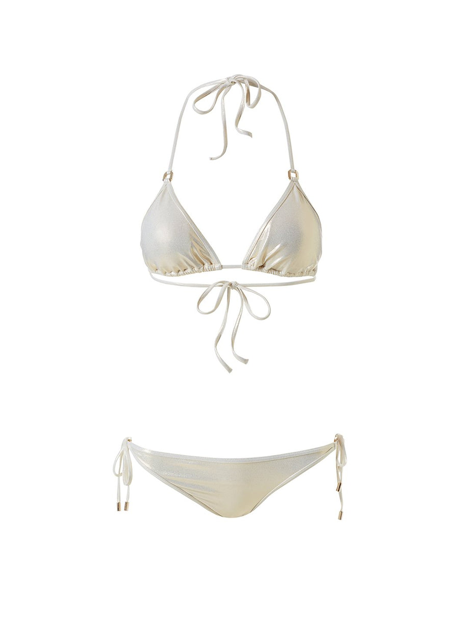 malta gold hexagon ring trim triangle bikini Cutout