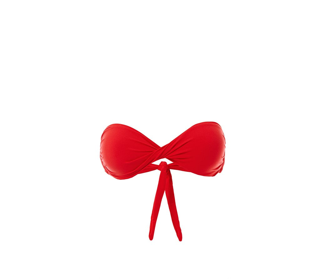 Martinique Red Bandeau Padded Twist Bikini Top