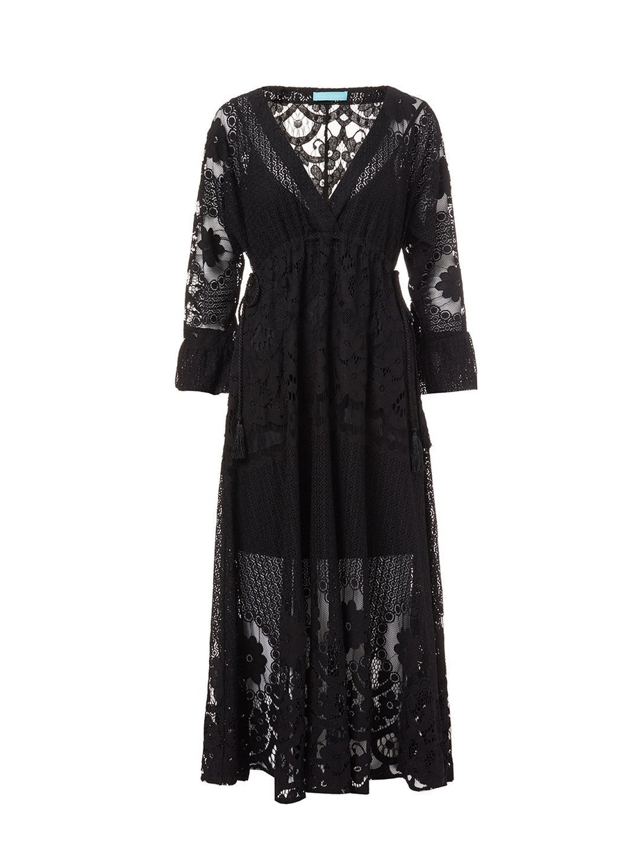 melissa black lace tieside midi dress 2019