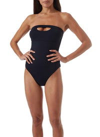 nantes black slit bandeau swimsuit model_P