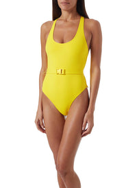 nevis yellow eco belted racerback swimsuit model_F