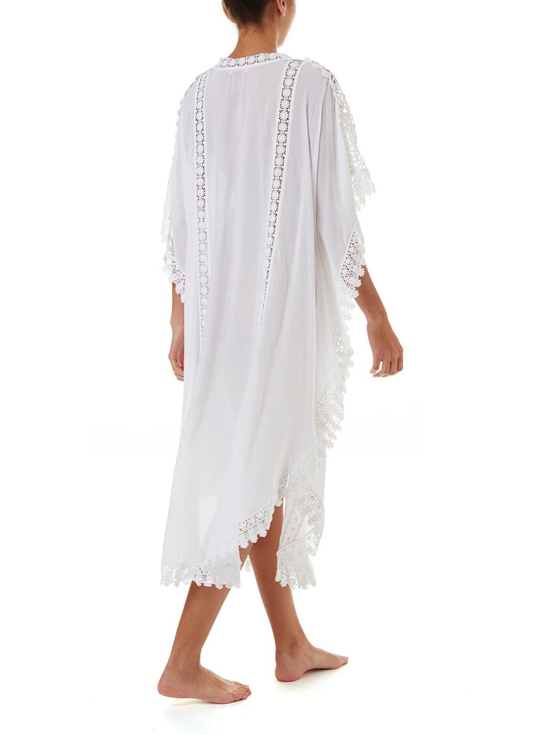 Nicki White Lace Embroidered V Neck Maxi Kaftan | Official
