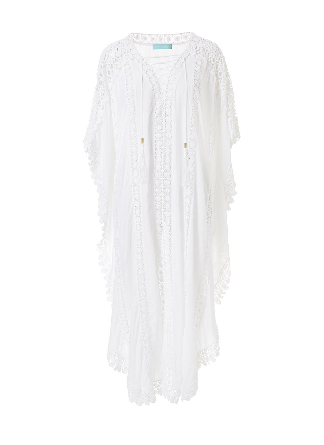 Nicki White Lace Embroidered V Neck Maxi Kaftan | Official