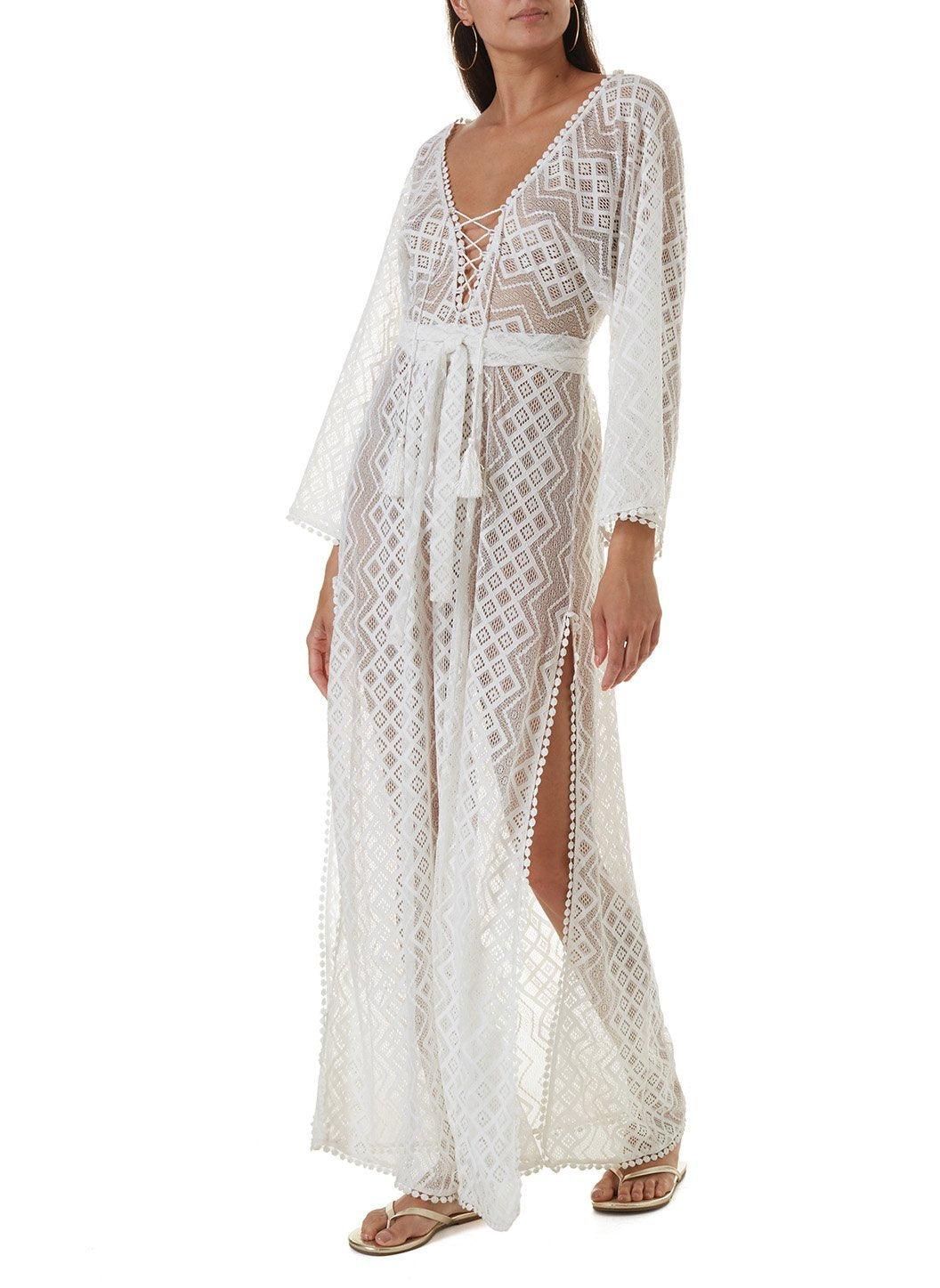 Nina White Long Kaftan | Official US Site