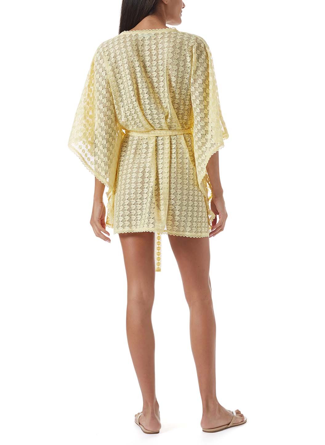petra yellow knit belted short kaftan model_B