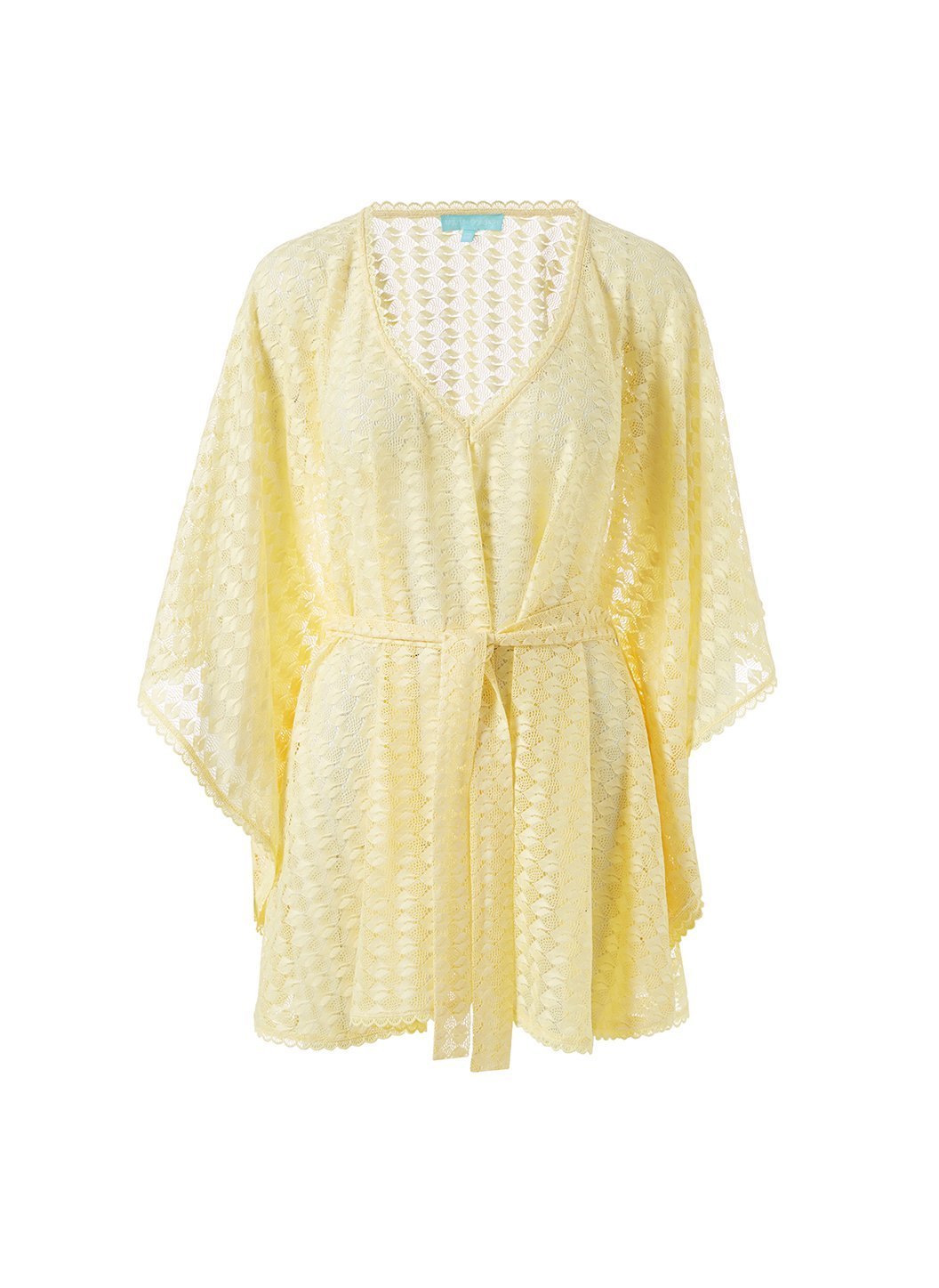 petra yellow knit belted short kaftan
